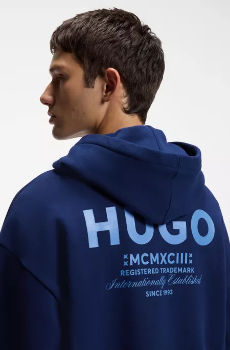 Cotton-terry loose-fit hoodie with logo details