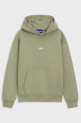 Cotton-terry loose-fit hoodie with logo details, Beige