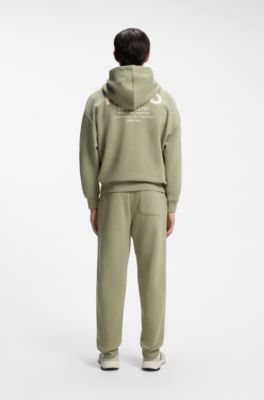Cotton-terry loose-fit hoodie with logo details, Beige