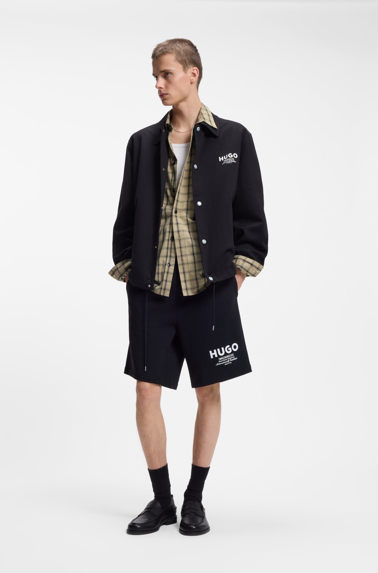 Hugo Loose-fit shorts in cotton terry with logo print herr – bild 2