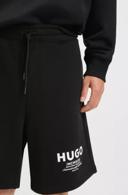 Loose-fit shorts in cotton terry with logo print