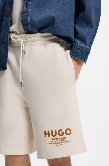 Loose-fit shorts in cotton terry with logo print