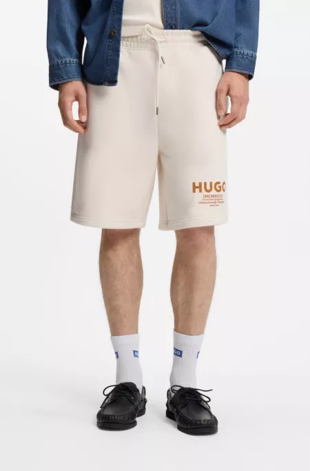 Loose-fit shorts in cotton terry with logo print