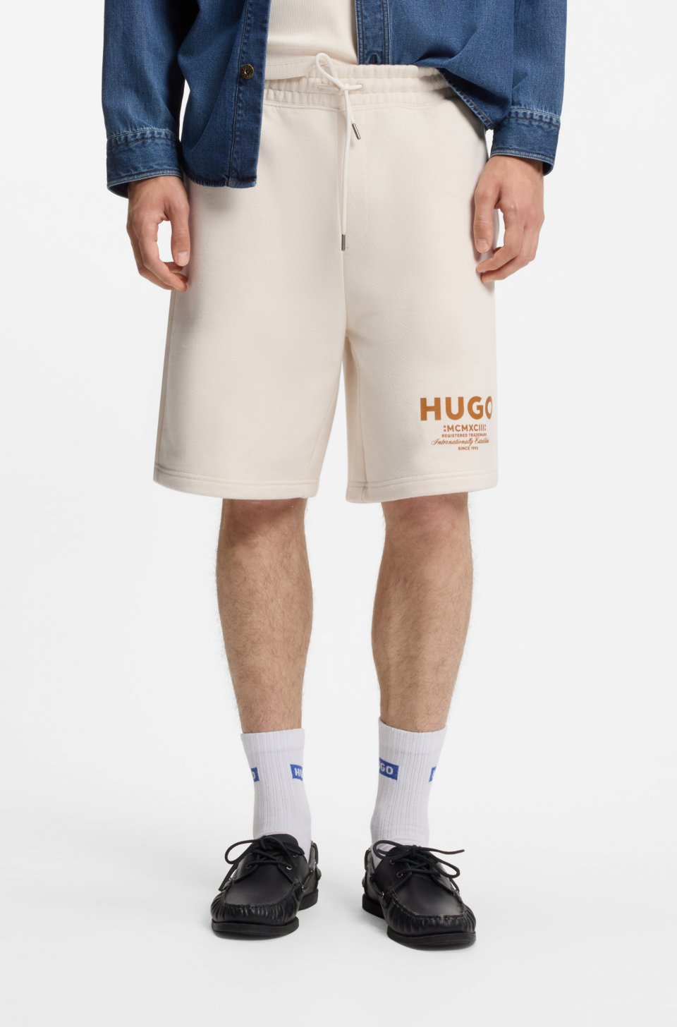 Loose-fit shorts in cotton terry with logo print