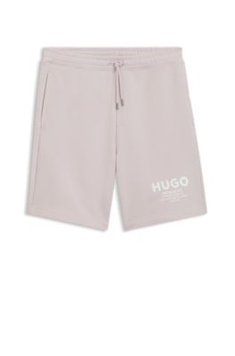 Loose-fit shorts in cotton terry with logo print, Light Purple