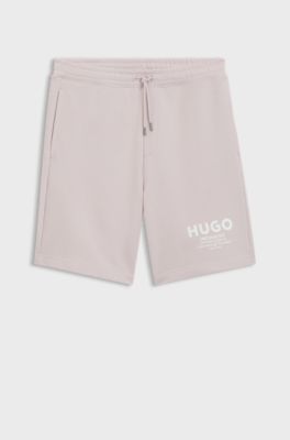 Shorts loose fit en felpa de algod&oacute;n con logo estampado, Luz p&uacute;rpura