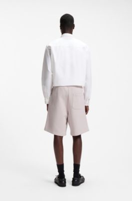 Loose-fit shorts in cotton terry with logo print, Light Purple