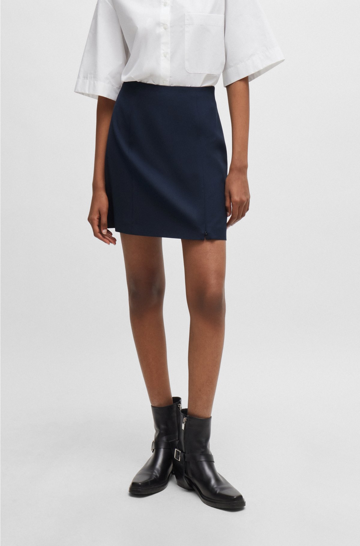 HUGO - A-line mini skirt with zipped slit detail