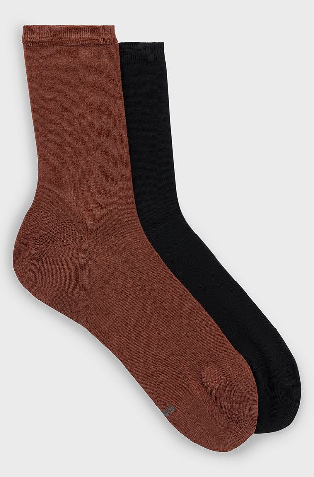 Two-pack of quarter-length socks in stretch fabric, Brown