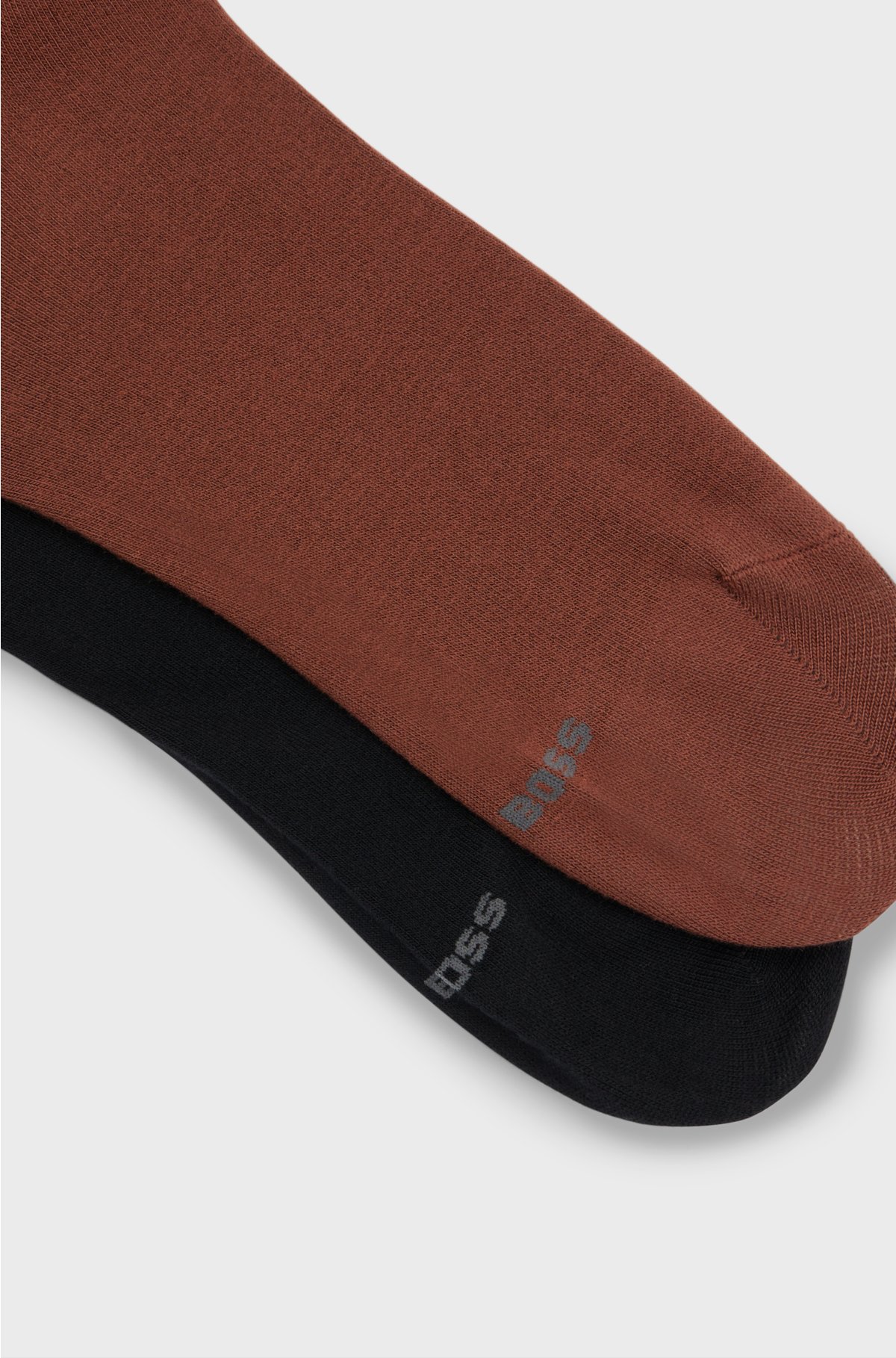 Two-pack of quarter-length socks in stretch fabric, Brown