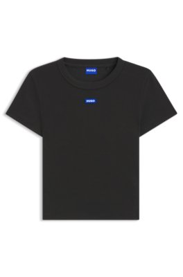 T-shirt Slim en coton stretch avec badge logoté