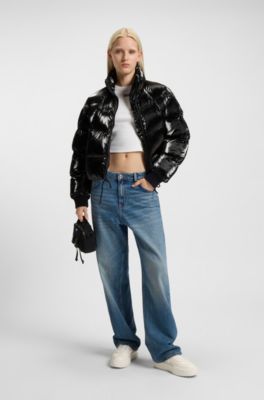 T-shirt cropped slim fit in cotone elasticizzato, Bianco