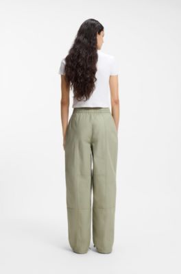 Slim-fit cropped T-shirt in stretch cotton, White