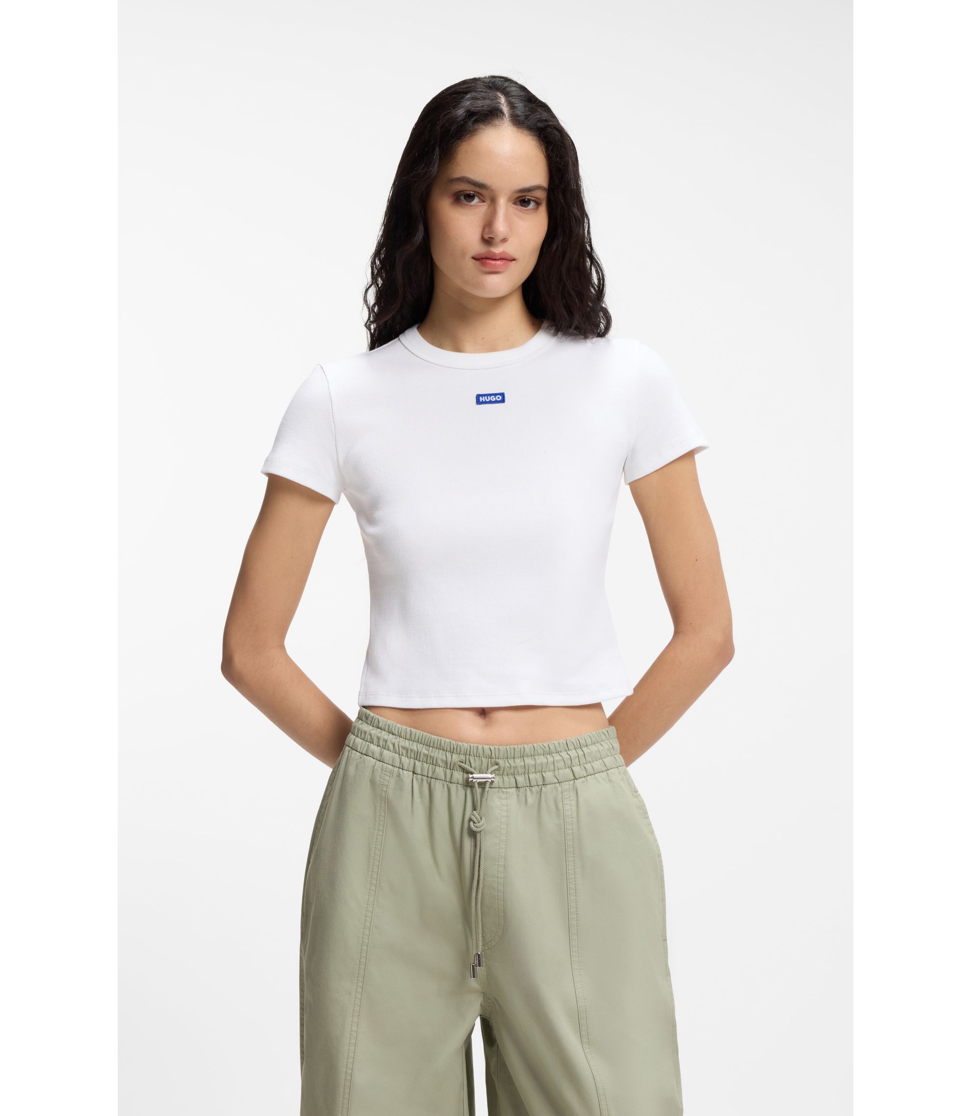 Slim-Fit Cropped T-Shirt aus Stretch-Baumwolle