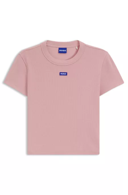 Slim-fit cropped T-shirt in stretch cotton