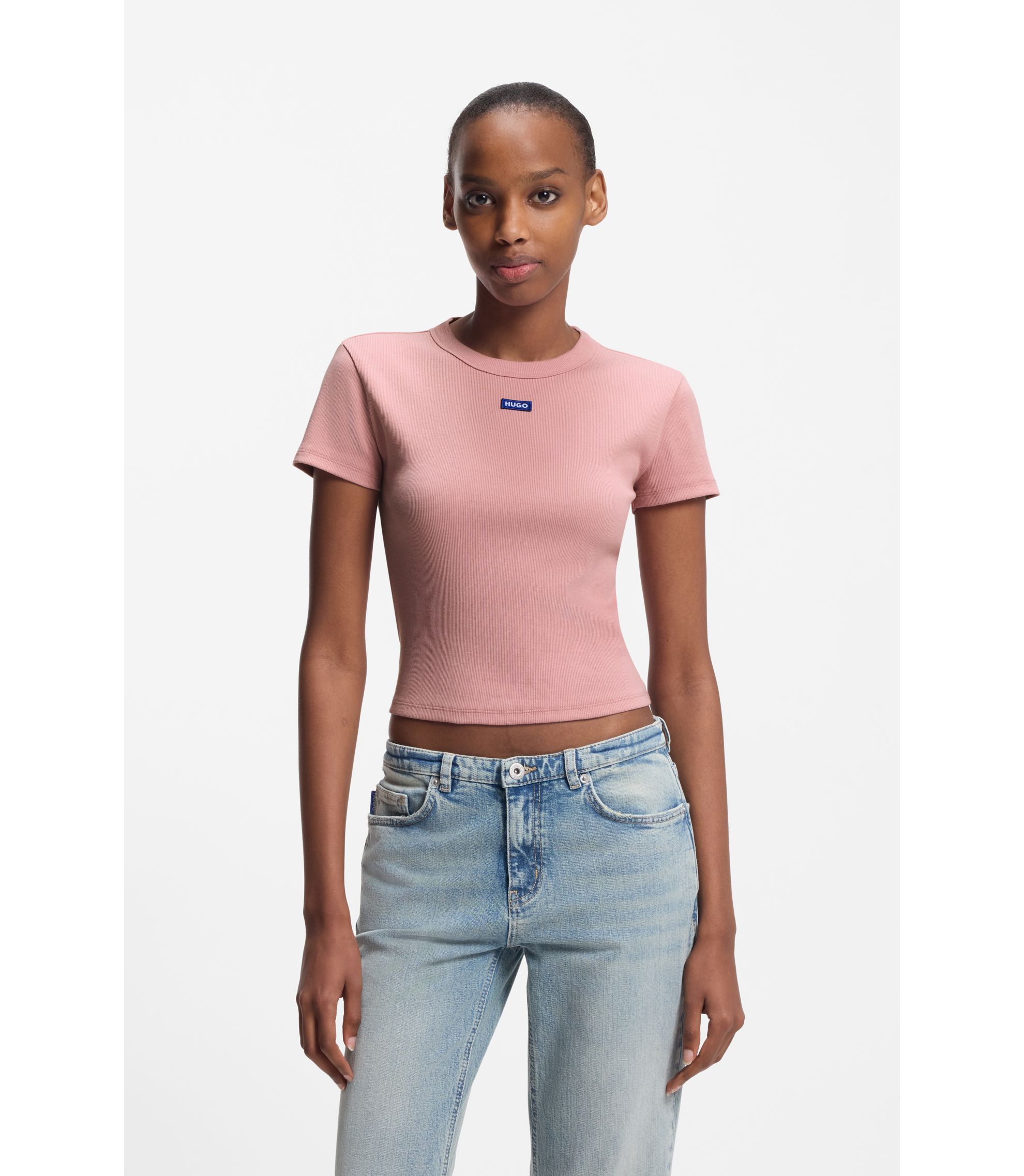 Slim-Fit Cropped T-Shirt aus Stretch-Baumwolle