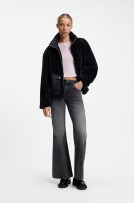 Slim-fit cropped T-shirt in stretch cotton, light pink