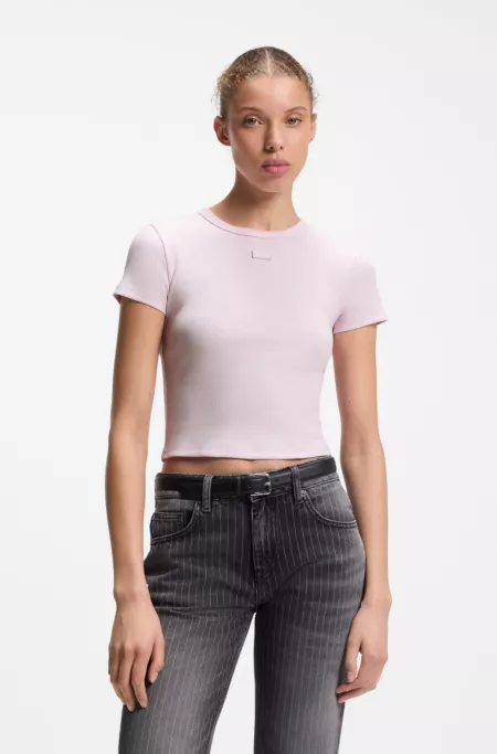 Slim-Fit Cropped T-Shirt aus Stretch-Baumwolle