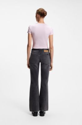 Slim-fit cropped T-shirt in stretch cotton, light pink