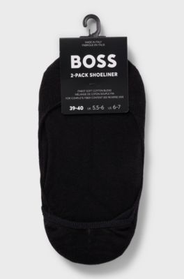 Two-pack of invisible socks with logo details, Black