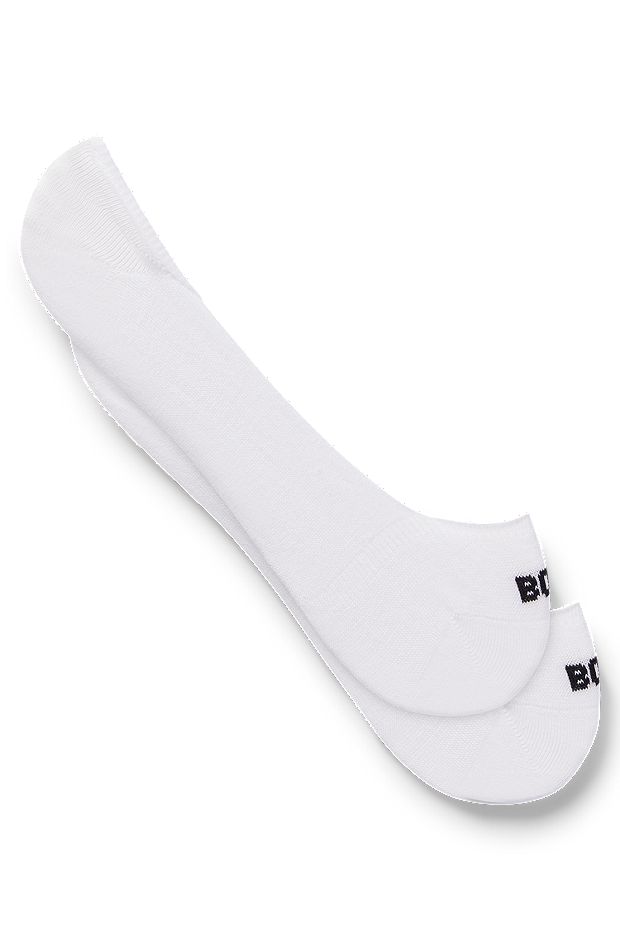 Two-pack of invisible socks with logo details, White