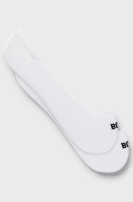 Two-pack of invisible socks with logo details, White