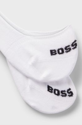 Two-pack of invisible socks with logo details, White