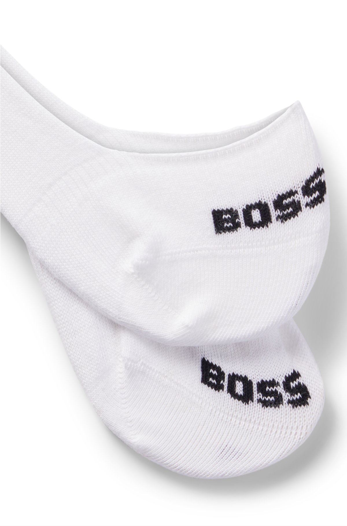 Two-pack of invisible socks with logo details, White