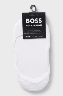 Two-pack of invisible socks with logo details, White