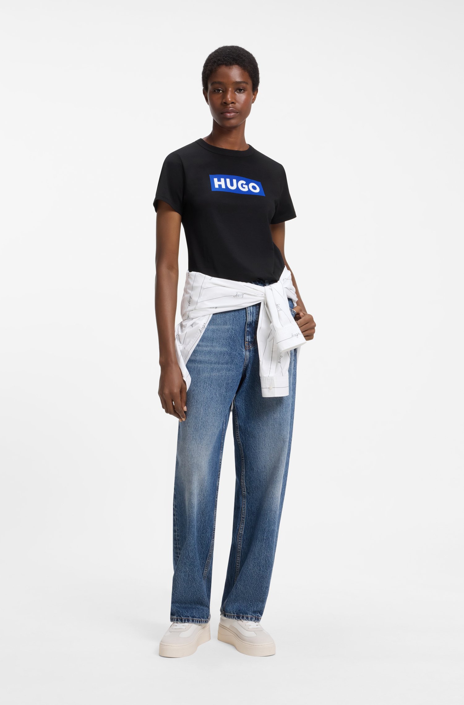 Hugo T-shirt 'Classic' blå / svart dam – bild 3