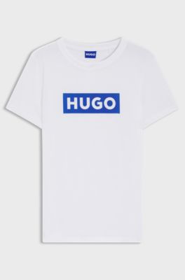 Slim-fit T-shirt in cotton with logo print, White