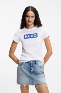 Slim-fit T-shirt in cotton with logo print, White