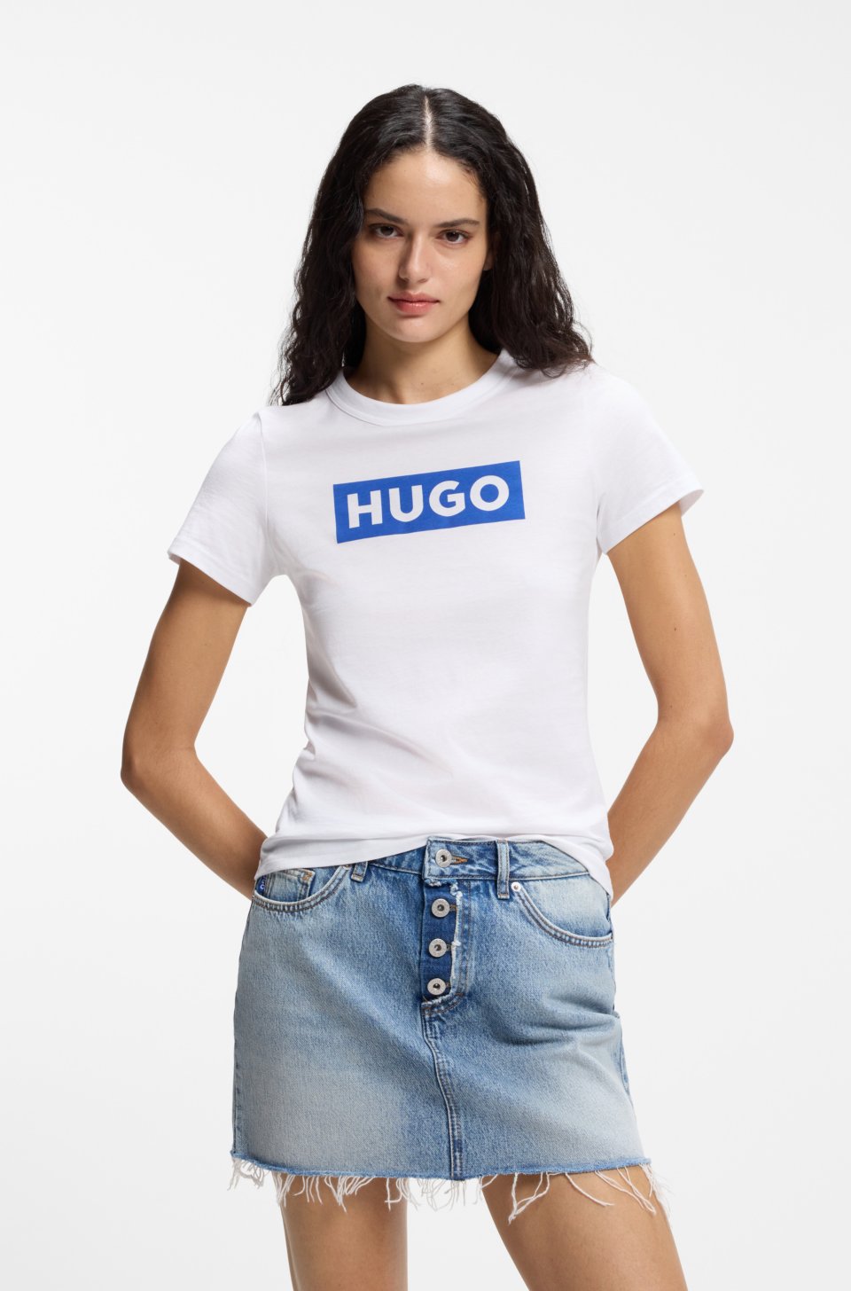 Slim-fit T-shirt in cotton with logo print