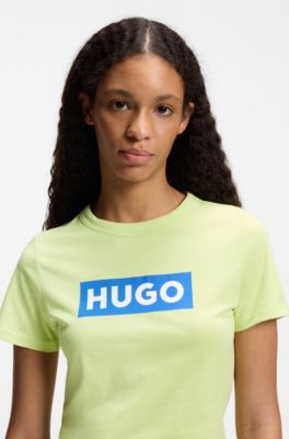 Slim-Fit T-Shirt aus Baumwolle mit Logo-Print, Hellgr&uuml;n