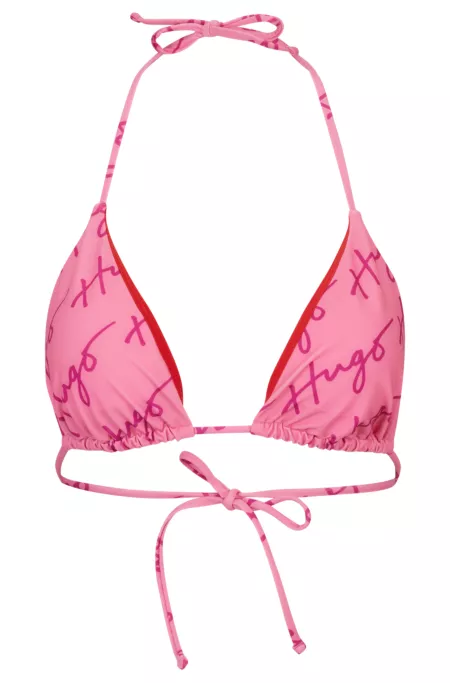 Quick-dry triangle bikini with handwritten logos
