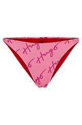 Schnell trocknende Bikinihose mit handgeschriebenen Logos, Rosa gemustert