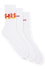 Dreier-Pack kurze Socken mit Logo-Details, Weiß