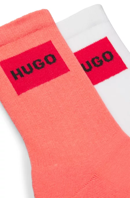 Two-pack of short-length socks with red logo labels