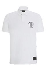 BOSS x NFL cotton polo shirt with metallic print, White