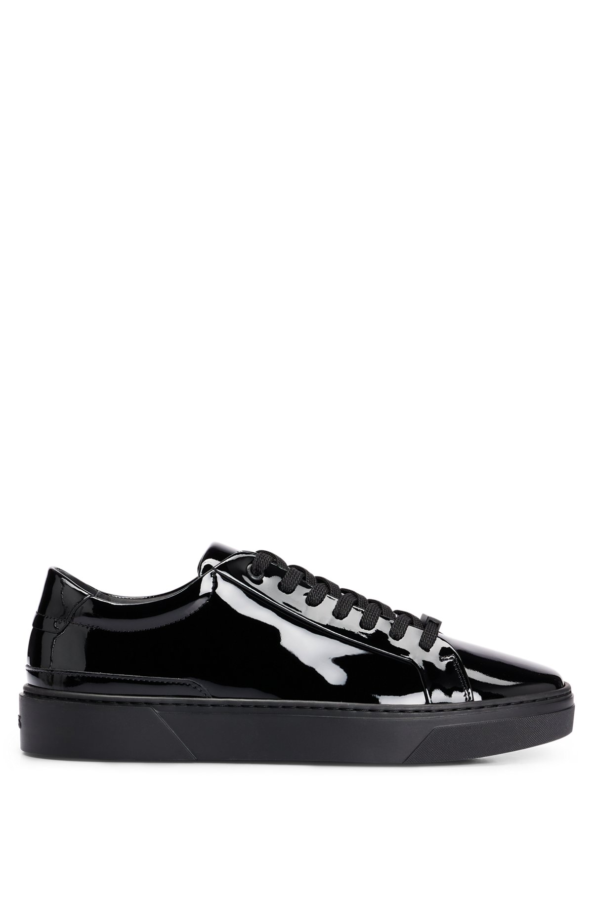 Leather trainers with monogram details, Black