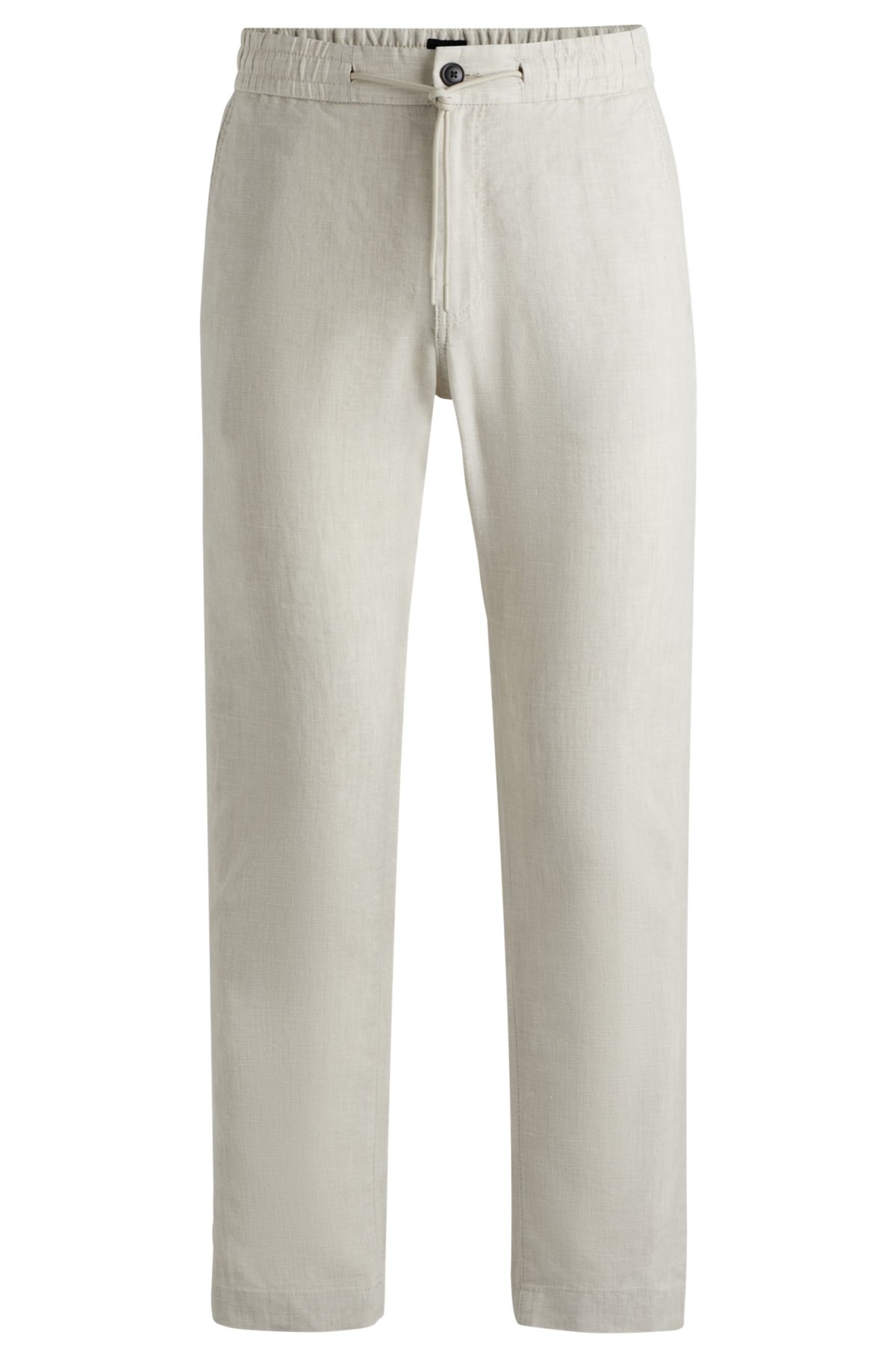 Tapered-fit trousers in a linen blend, Light Beige