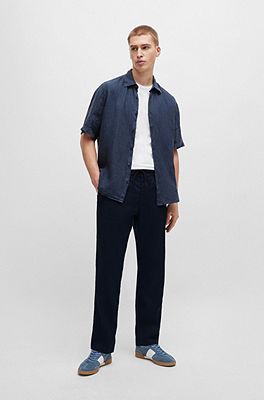 BOSS - Tapered-Fit Hose aus Leinen-Mix