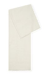 Firkantet tørklæde i silke og uld med logo, Hvid
