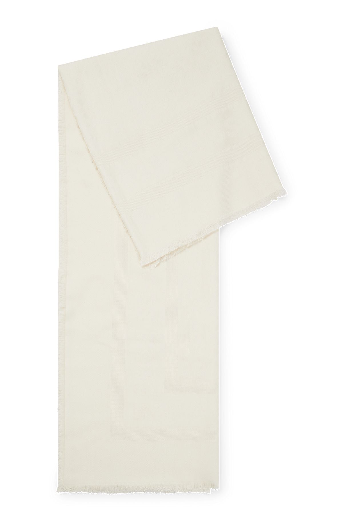 Square scarf in silk and wool with logo details, White