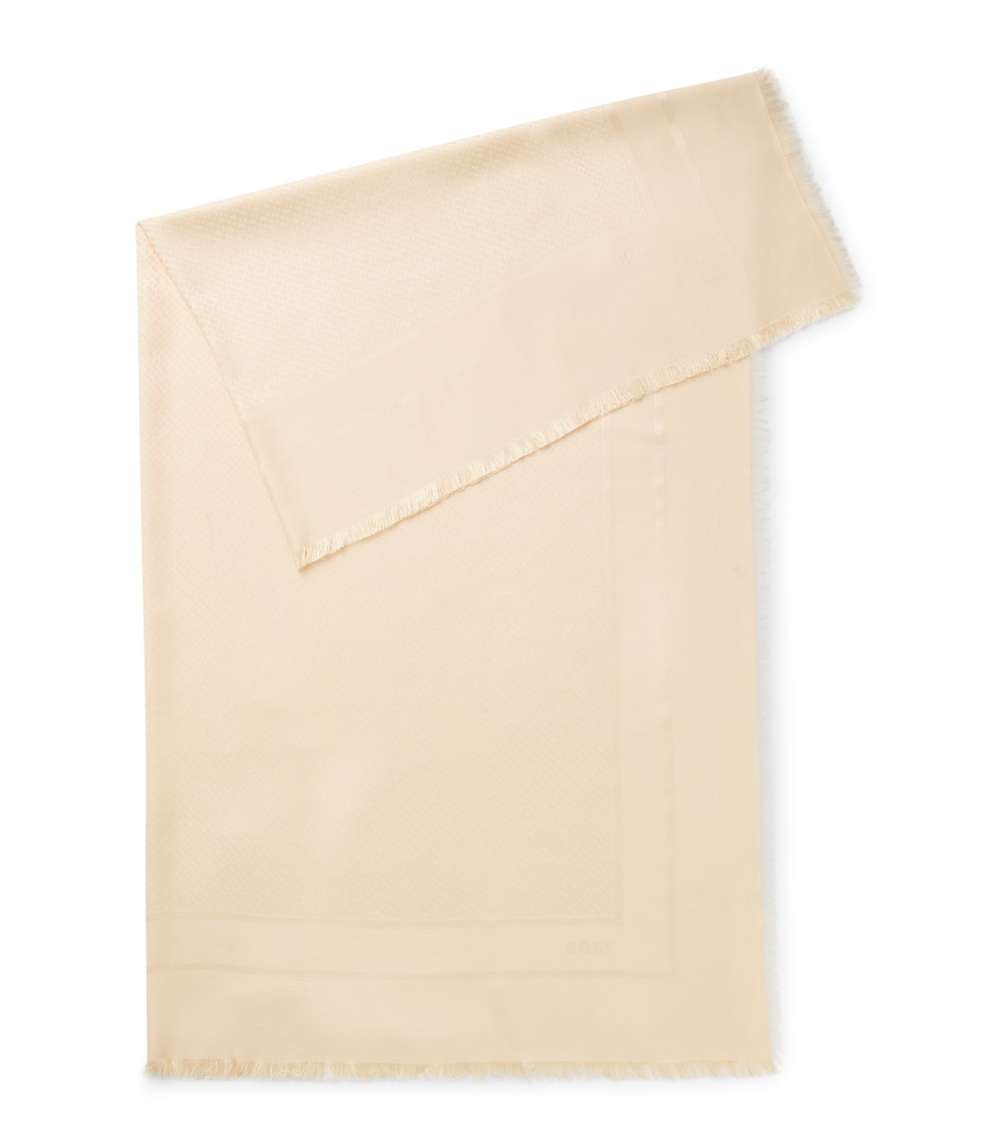 Quadratischer Schal aus Seide und Wolle mit Logo-Details