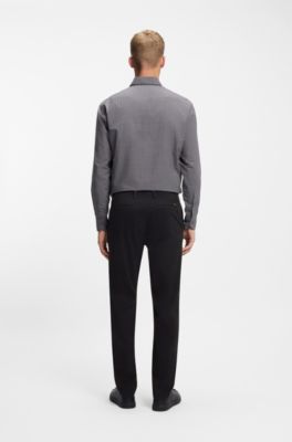 Tapered-fit chinos in stretch-cotton satin, Black