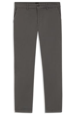 Tapered-fit chinos in stretch-cotton satin, Dark Grey