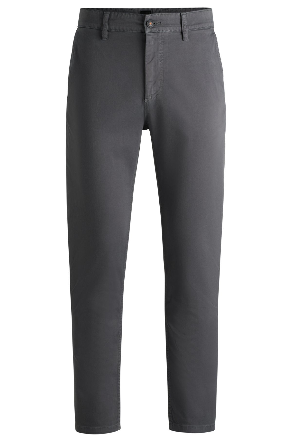 BOSS - Tapered-fit chinos in stretch-cotton satin
