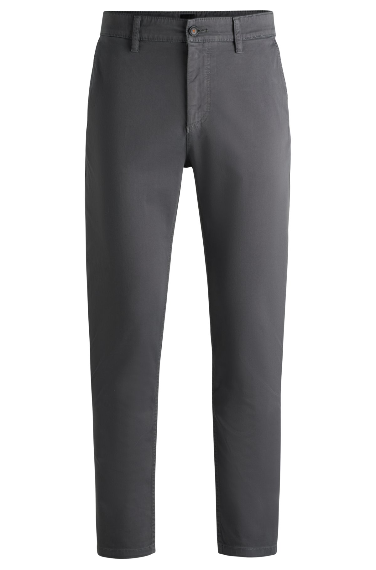 BOSS - Tapered-fit chinos in satin stretch-cotton