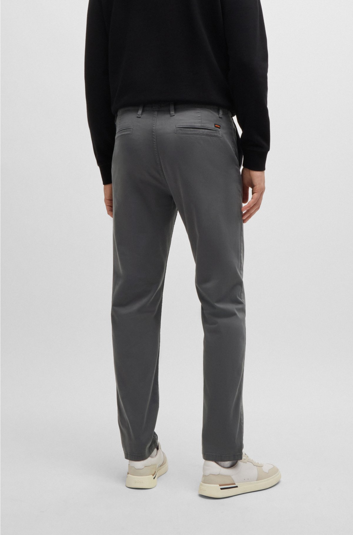 BOSS - satin in stretch-cotton chinos Tapered-fit
